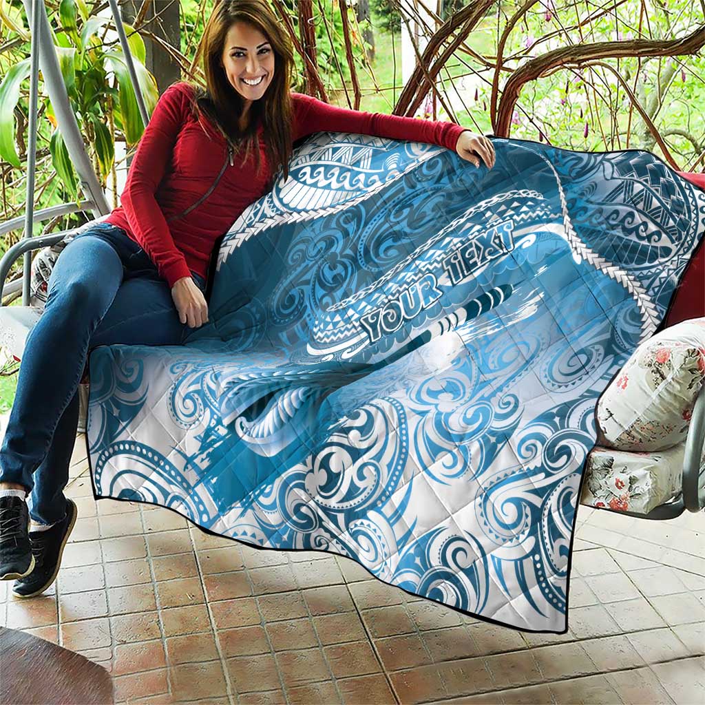 Personalised New Zealand Aotearoa Darts Masters Quilt Maori Art Tattoo with Tribal Dart Symbol Blue - Polynesian Pride