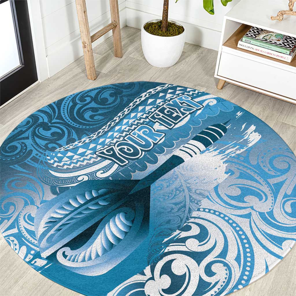 Personalised New Zealand Aotearoa Darts Masters Round Carpet Maori Art Tattoo with Tribal Dart Symbol Blue - Polynesian Pride