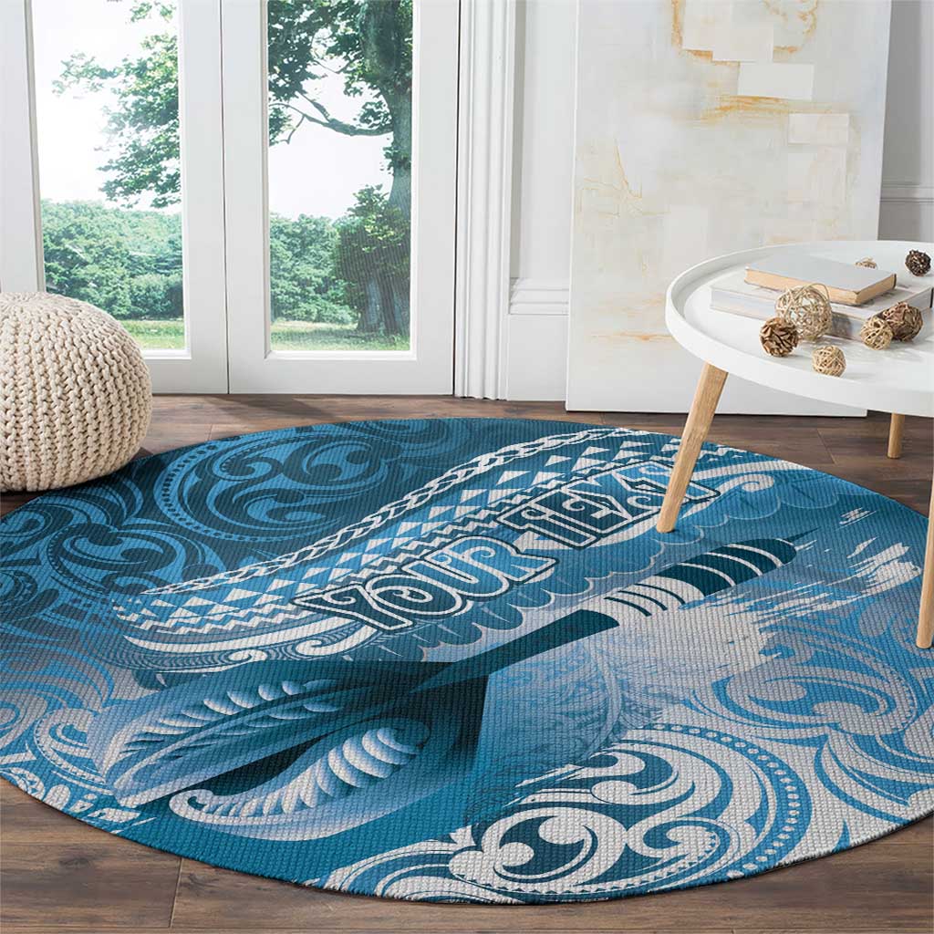 Personalised New Zealand Aotearoa Darts Masters Round Carpet Maori Art Tattoo with Tribal Dart Symbol Blue - Polynesian Pride