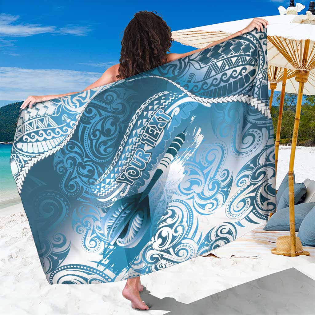 Personalised New Zealand Aotearoa Darts Masters Sarong Maori Art Tattoo with Tribal Dart Symbol Blue - Polynesian Pride