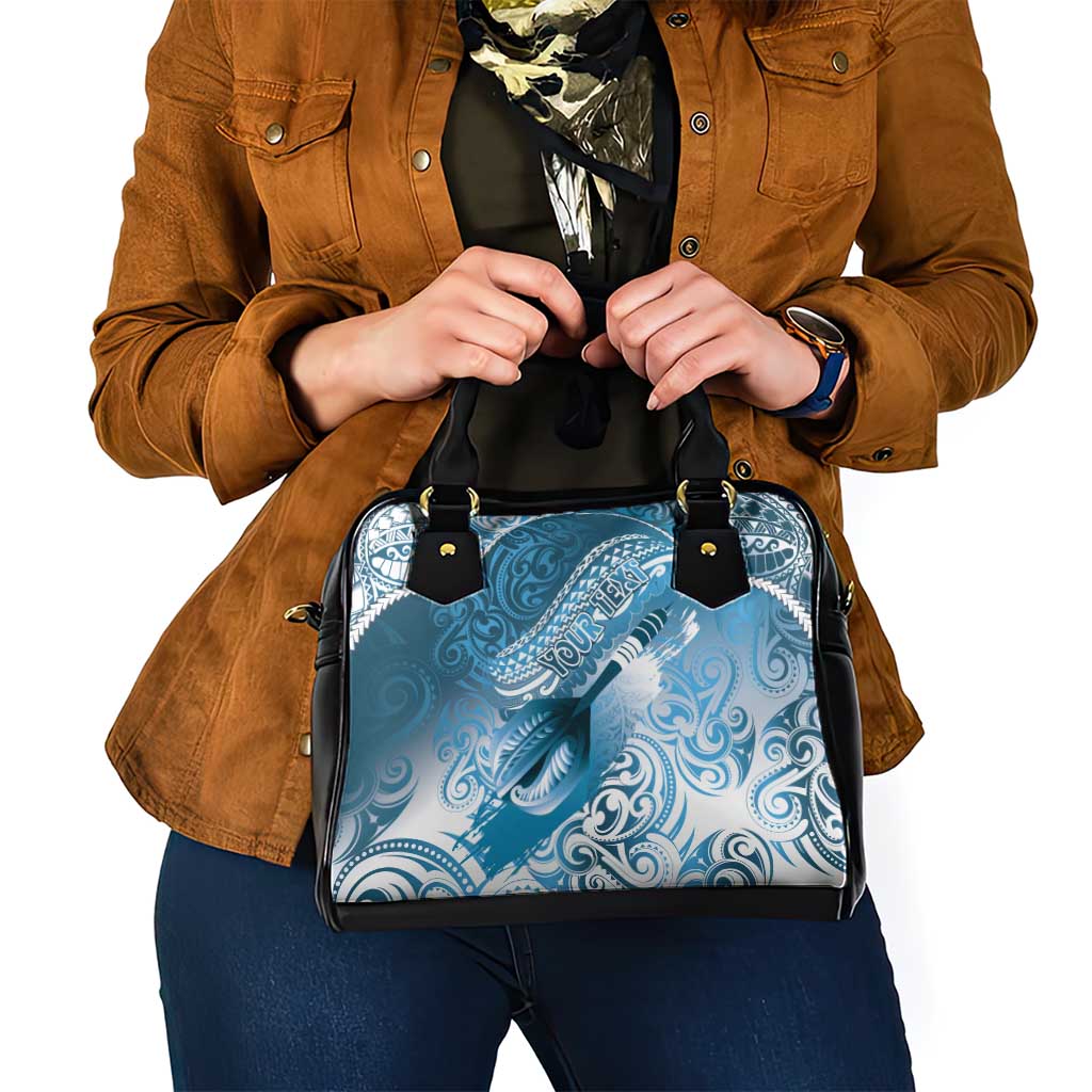 Personalised New Zealand Aotearoa Darts Masters Shoulder Handbag Maori Art Tattoo with Tribal Dart Symbol Blue - Polynesian Pride