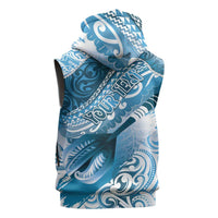 Personalised New Zealand Aotearoa Darts Masters Sleeveless Zip Hoodie Maori Art Tattoo with Tribal Dart Symbol Blue - Polynesian Pride