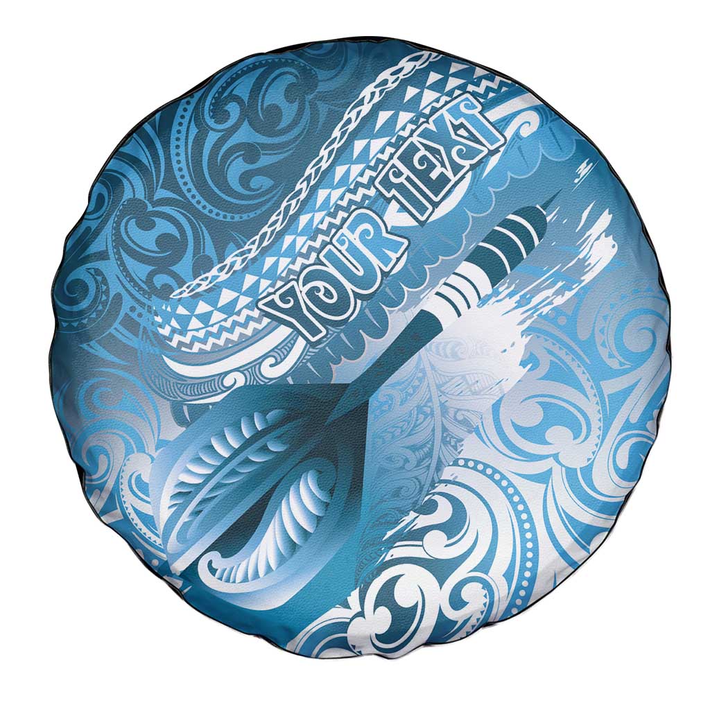 Personalised New Zealand Aotearoa Darts Masters Spare Tire Cover Maori Art Tattoo with Tribal Dart Symbol Blue - Polynesian Pride