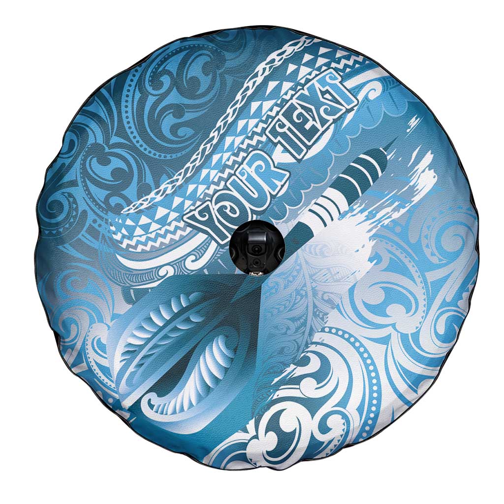 Personalised New Zealand Aotearoa Darts Masters Spare Tire Cover Maori Art Tattoo with Tribal Dart Symbol Blue - Polynesian Pride
