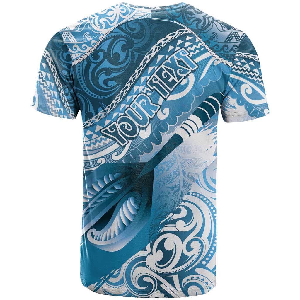 Personalised New Zealand Aotearoa Darts Masters T Shirt Maori Art Tattoo with Tribal Dart Symbol Blue - Polynesian Pride