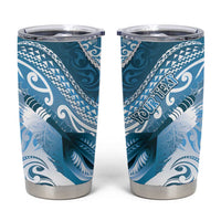 Personalised New Zealand Aotearoa Darts Masters Tumbler Cup Maori Art Tattoo with Tribal Dart Symbol Blue - Polynesian Pride