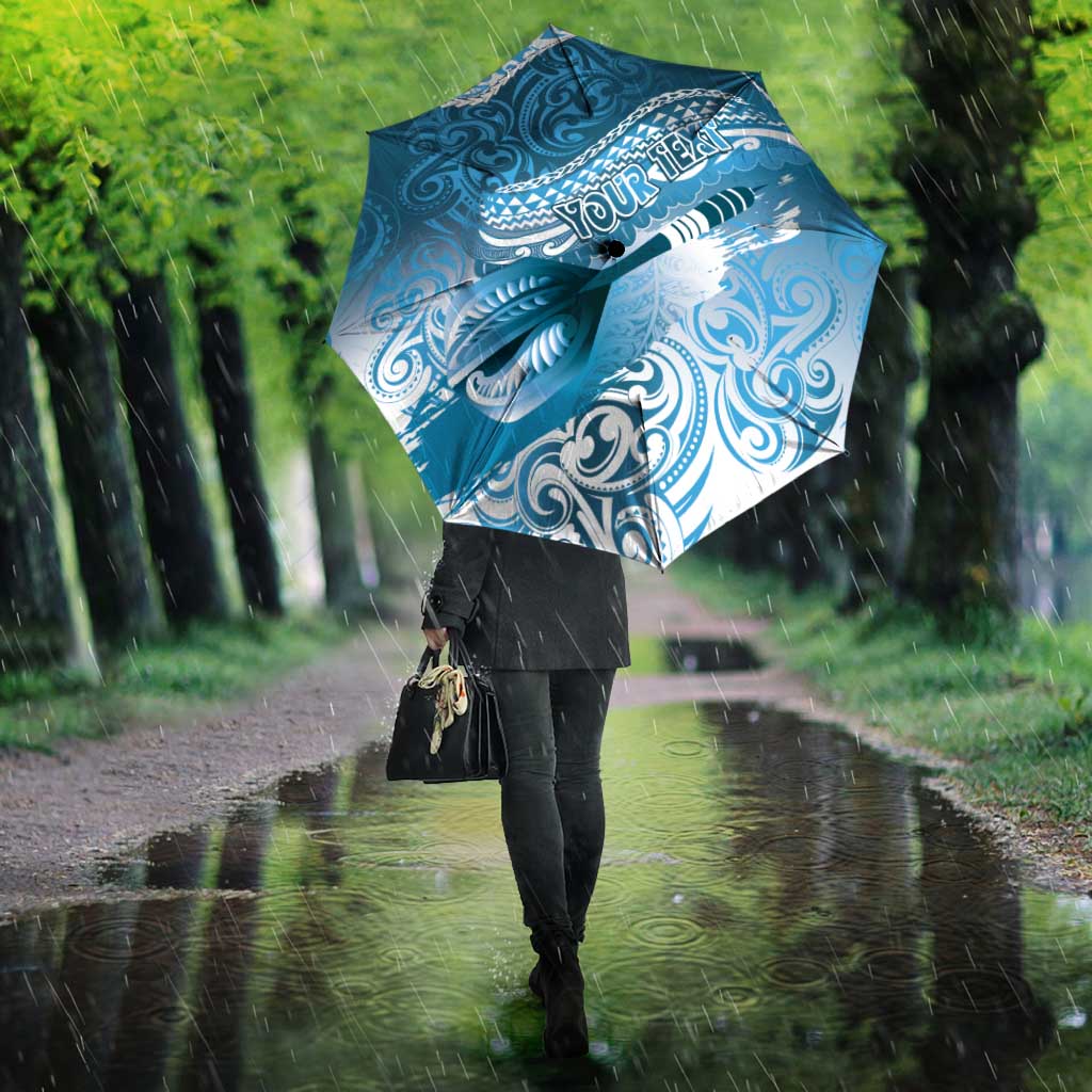 Personalised New Zealand Aotearoa Darts Masters Umbrella Maori Art Tattoo with Tribal Dart Symbol Blue - Polynesian Pride