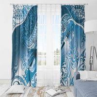 Personalised New Zealand Aotearoa Darts Masters Window Curtain Maori Art Tattoo with Tribal Dart Symbol Blue - Polynesian Pride