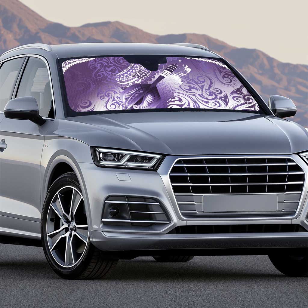 Personalised New Zealand Aotearoa Darts Masters Auto Sun Shade Maori Art Tattoo with Tribal Dart Symbol Purple - Polynesian Pride