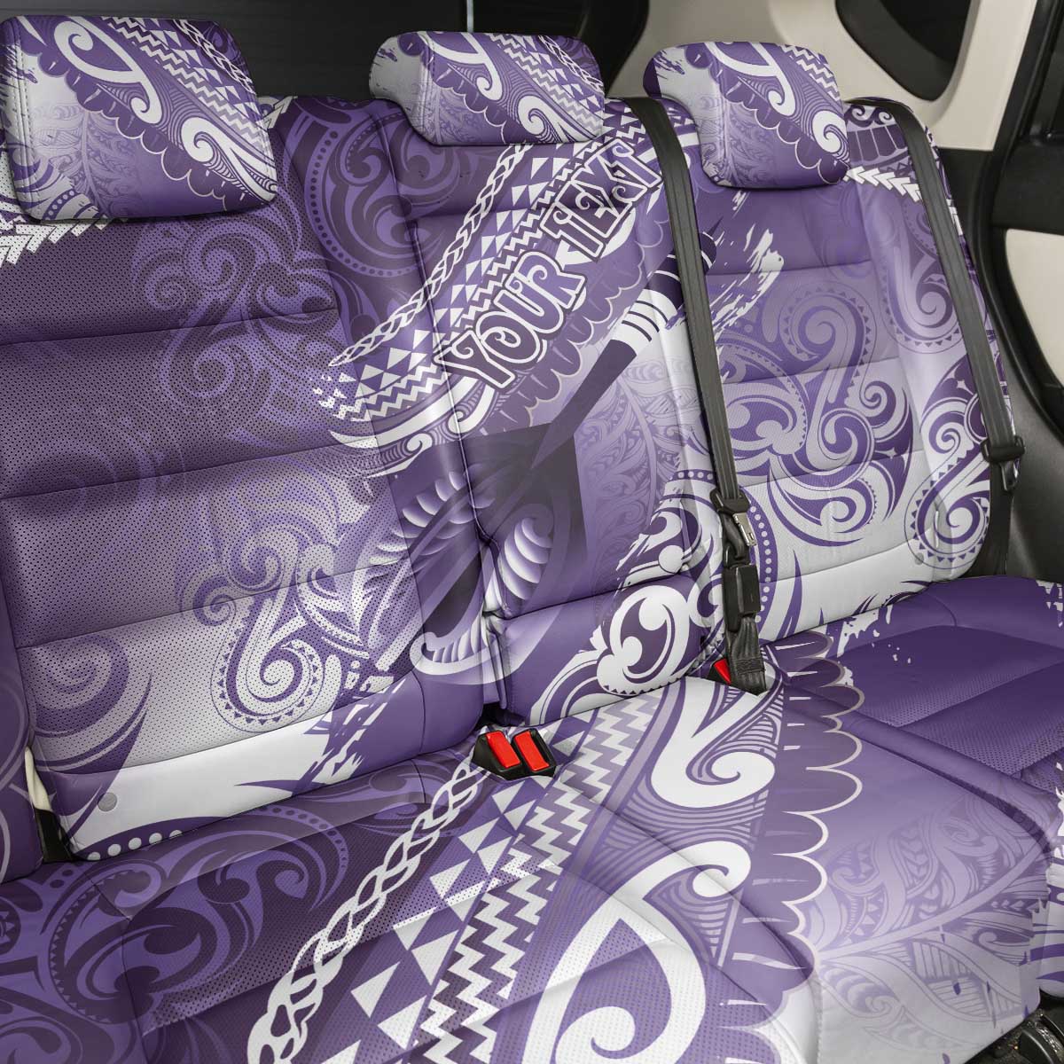 Personalised New Zealand Aotearoa Darts Masters Back Car Seat Cover Maori Art Tattoo with Tribal Dart Symbol Purple - Polynesian Pride
