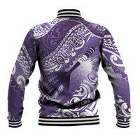 Personalised New Zealand Aotearoa Darts Masters Baseball Jacket Maori Art Tattoo with Tribal Dart Symbol Purple - Polynesian Pride