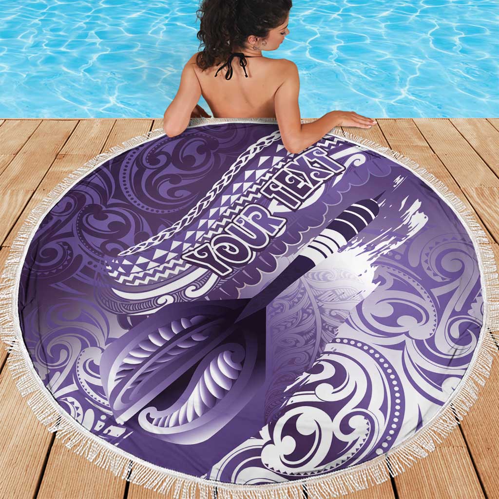 Personalised New Zealand Aotearoa Darts Masters Beach Blanket Maori Art Tattoo with Tribal Dart Symbol Purple - Polynesian Pride