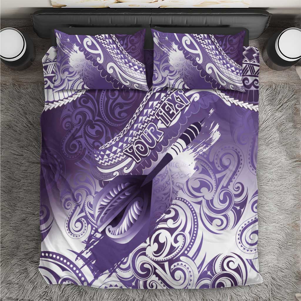 Personalised New Zealand Aotearoa Darts Masters Bedding Set Maori Art Tattoo with Tribal Dart Symbol Purple - Polynesian Pride