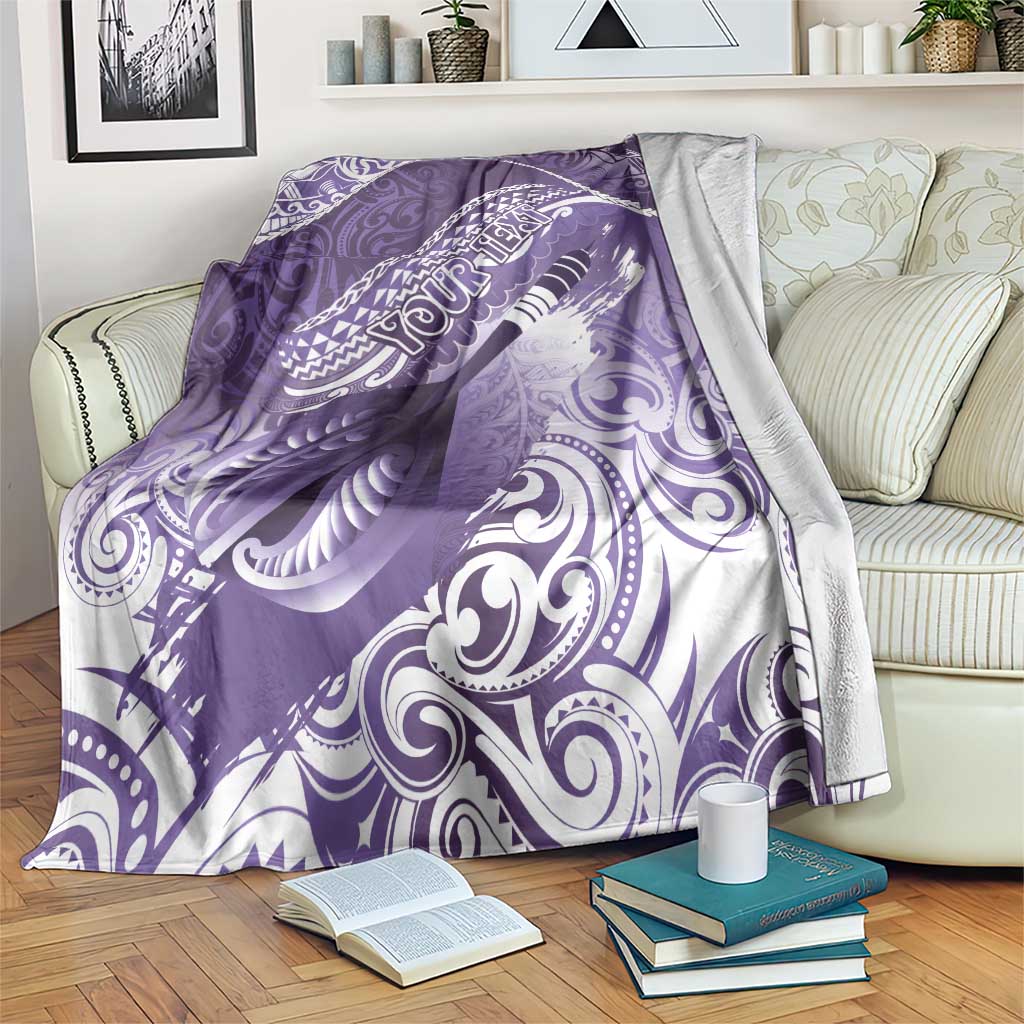 Personalised New Zealand Aotearoa Darts Masters Blanket Maori Art Tattoo with Tribal Dart Symbol Purple - Polynesian Pride