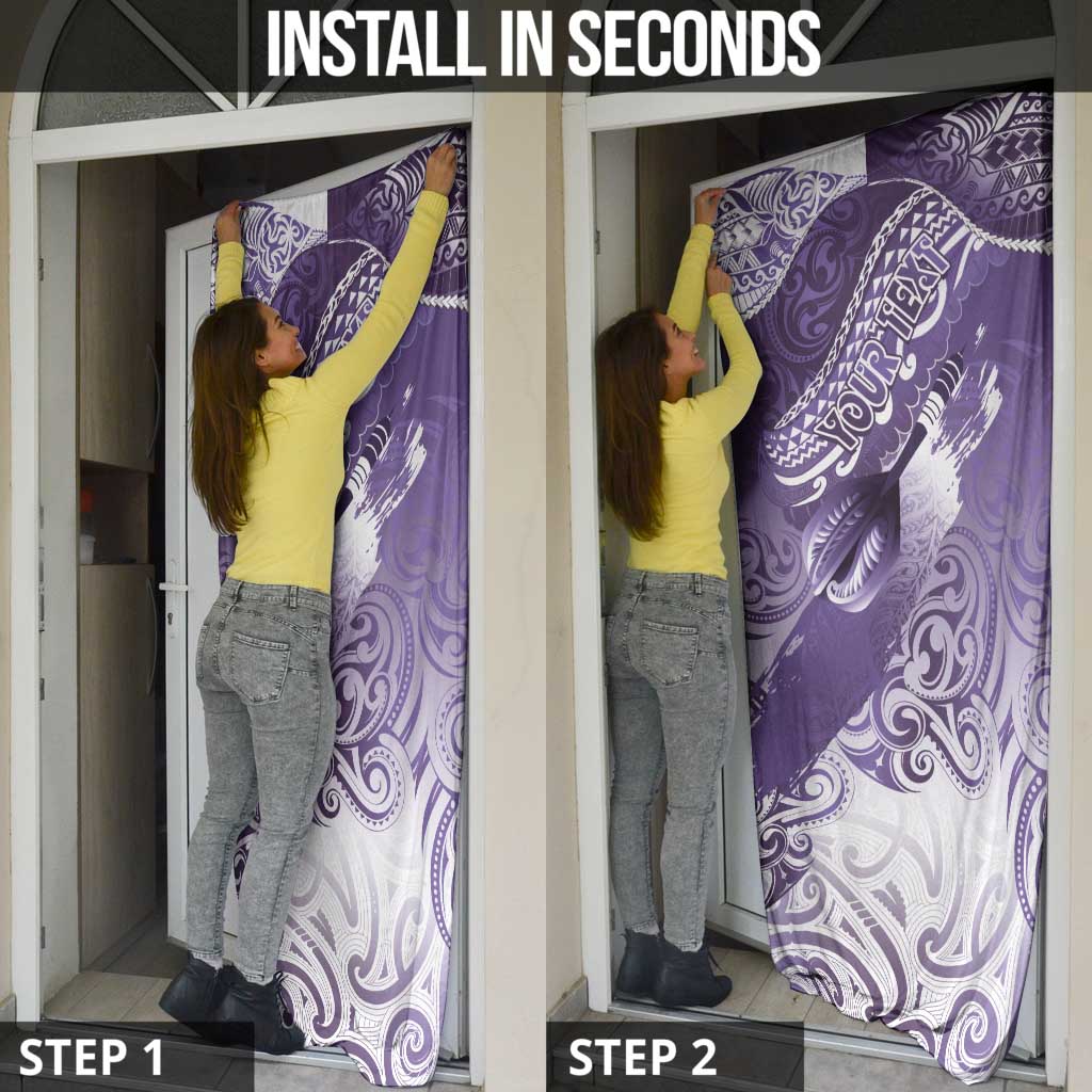 Personalised New Zealand Aotearoa Darts Masters Door Cover Maori Art Tattoo with Tribal Dart Symbol Purple - Polynesian Pride