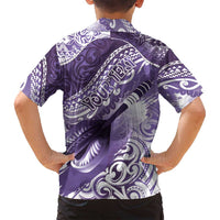 Personalised New Zealand Aotearoa Darts Masters Family Matching Long Sleeve Bodycon Dress and Hawaiian Shirt Maori Art Tattoo with Tribal Dart Symbol Purple - Polynesian Pride