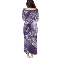 Personalised New Zealand Aotearoa Darts Masters Family Matching Puletasi and Hawaiian Shirt Maori Art Tattoo with Tribal Dart Symbol Purple - Polynesian Pride