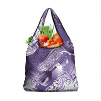 Personalised New Zealand Aotearoa Darts Masters Grocery Bag Maori Art Tattoo with Tribal Dart Symbol Purple - Polynesian Pride