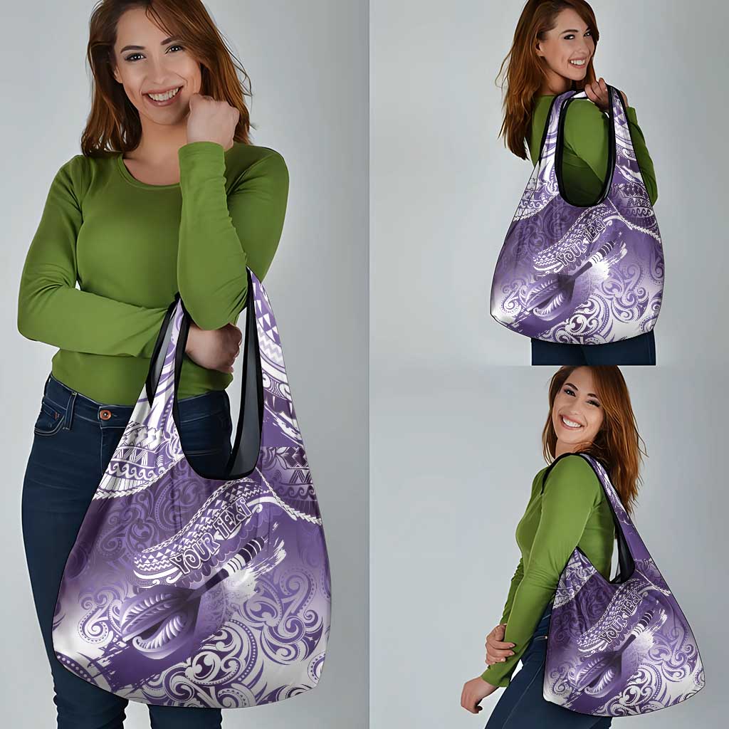 Personalised New Zealand Aotearoa Darts Masters Grocery Bag Maori Art Tattoo with Tribal Dart Symbol Purple - Polynesian Pride