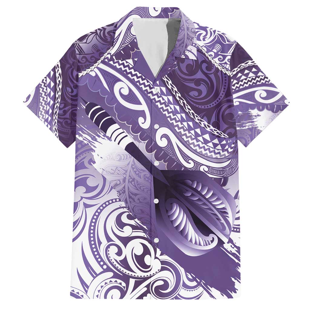 Personalised New Zealand Aotearoa Darts Masters Hawaiian Shirt Maori Art Tattoo with Tribal Dart Symbol Purple - Polynesian Pride