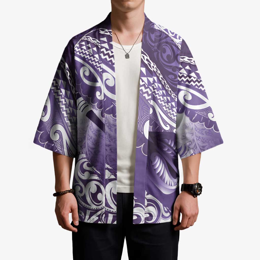 Personalised New Zealand Aotearoa Darts Masters Kimono Maori Art Tattoo with Tribal Dart Symbol Purple - Polynesian Pride