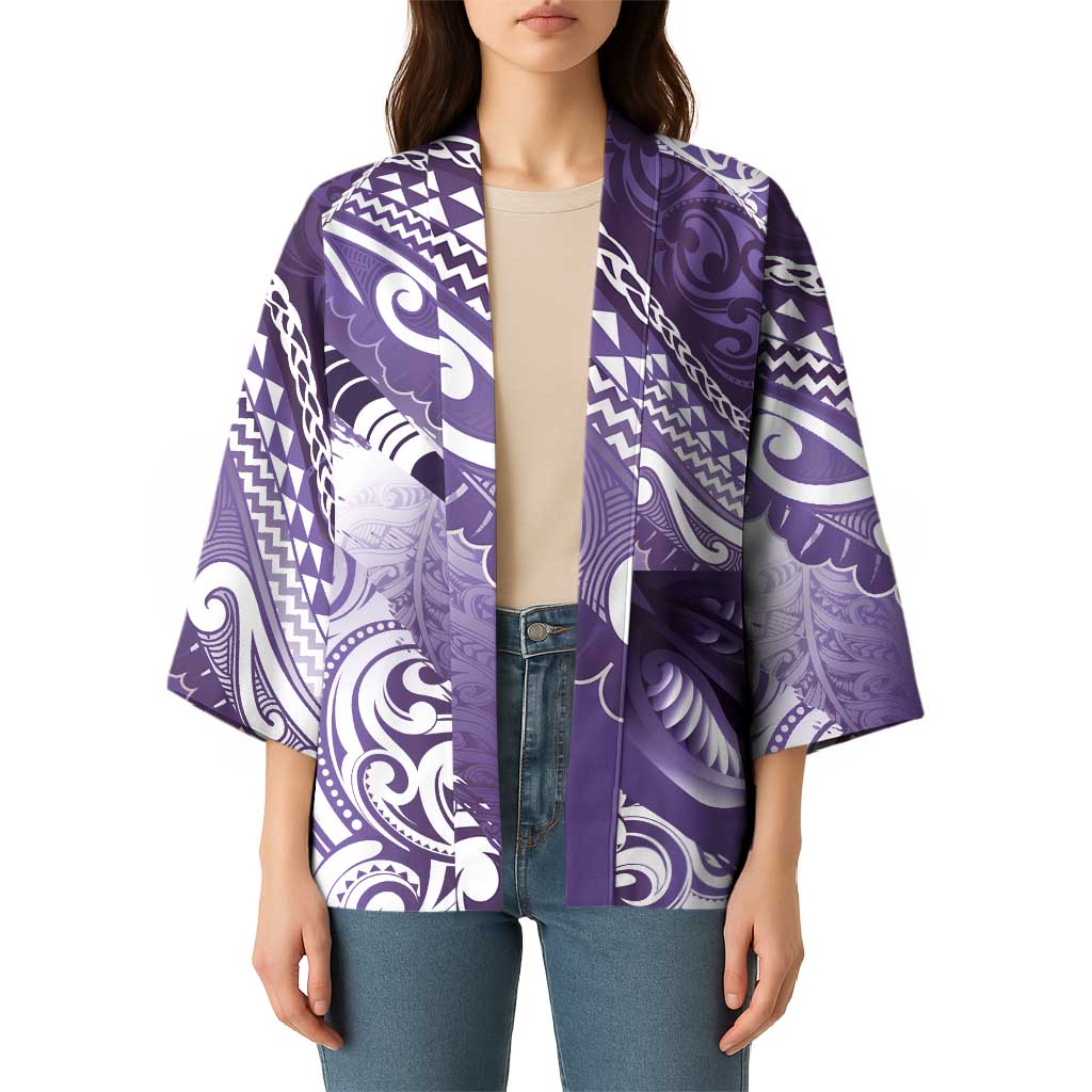 Personalised New Zealand Aotearoa Darts Masters Kimono Maori Art Tattoo with Tribal Dart Symbol Purple - Polynesian Pride