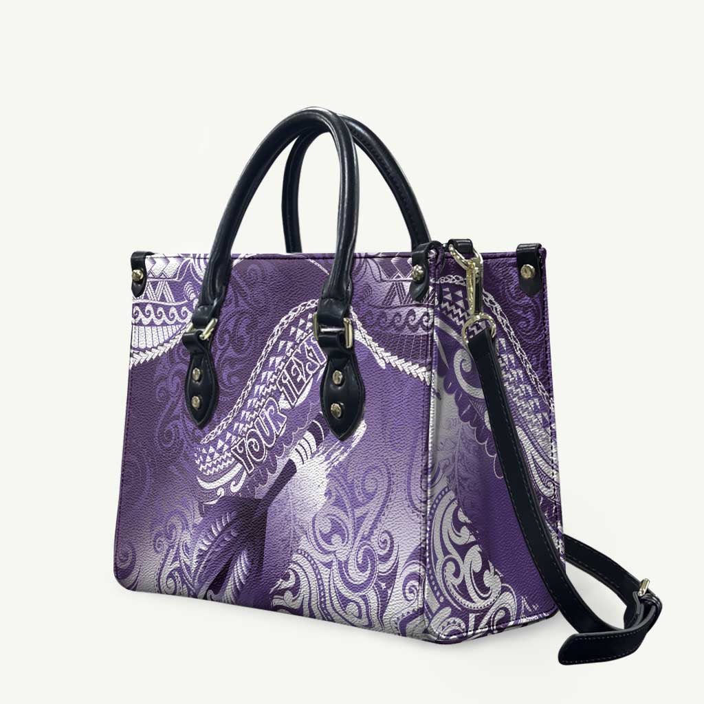 Personalised New Zealand Aotearoa Darts Masters Leather Bag Maori Art Tattoo with Tribal Dart Symbol Purple - Polynesian Pride