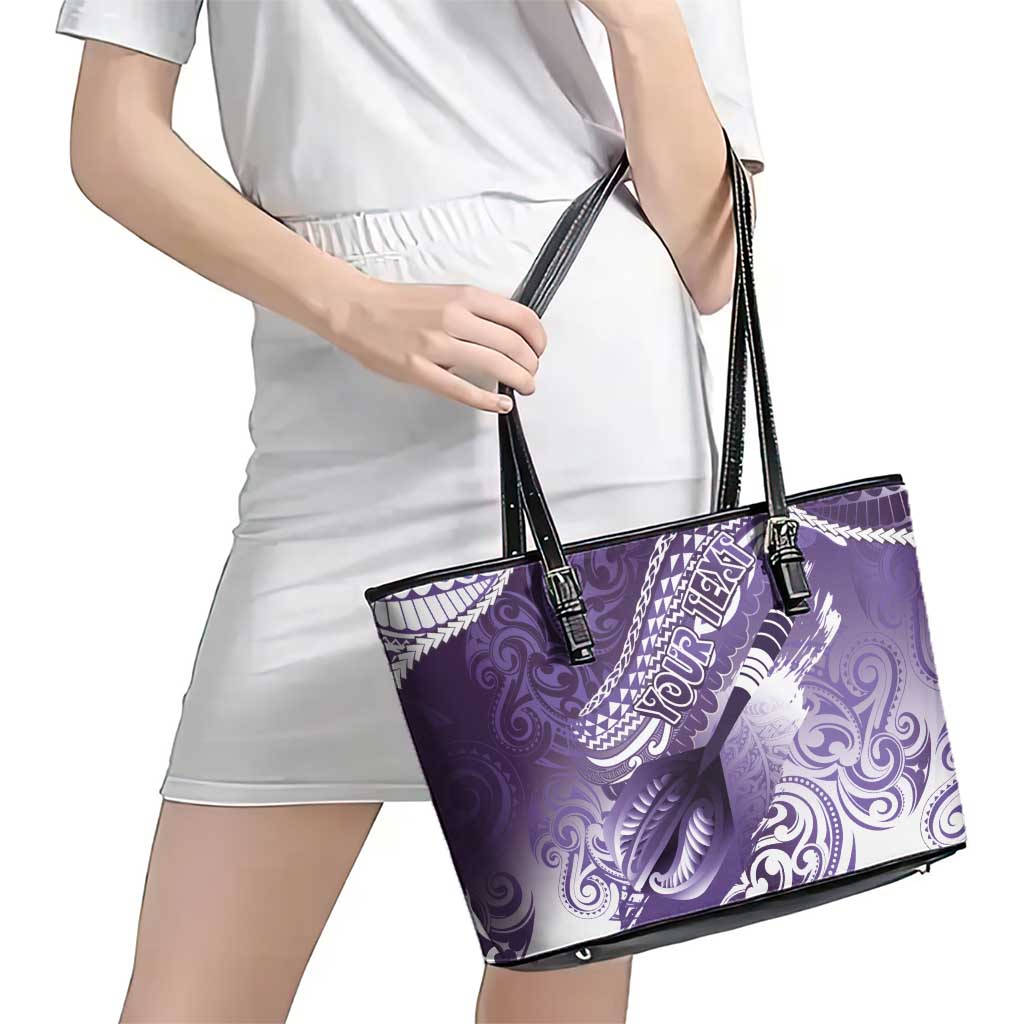 Personalised New Zealand Aotearoa Darts Masters Leather Tote Bag Maori Art Tattoo with Tribal Dart Symbol Purple - Polynesian Pride