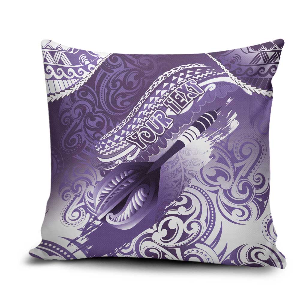 Personalised New Zealand Aotearoa Darts Masters Pillow Cover Maori Art Tattoo with Tribal Dart Symbol Purple - Polynesian Pride
