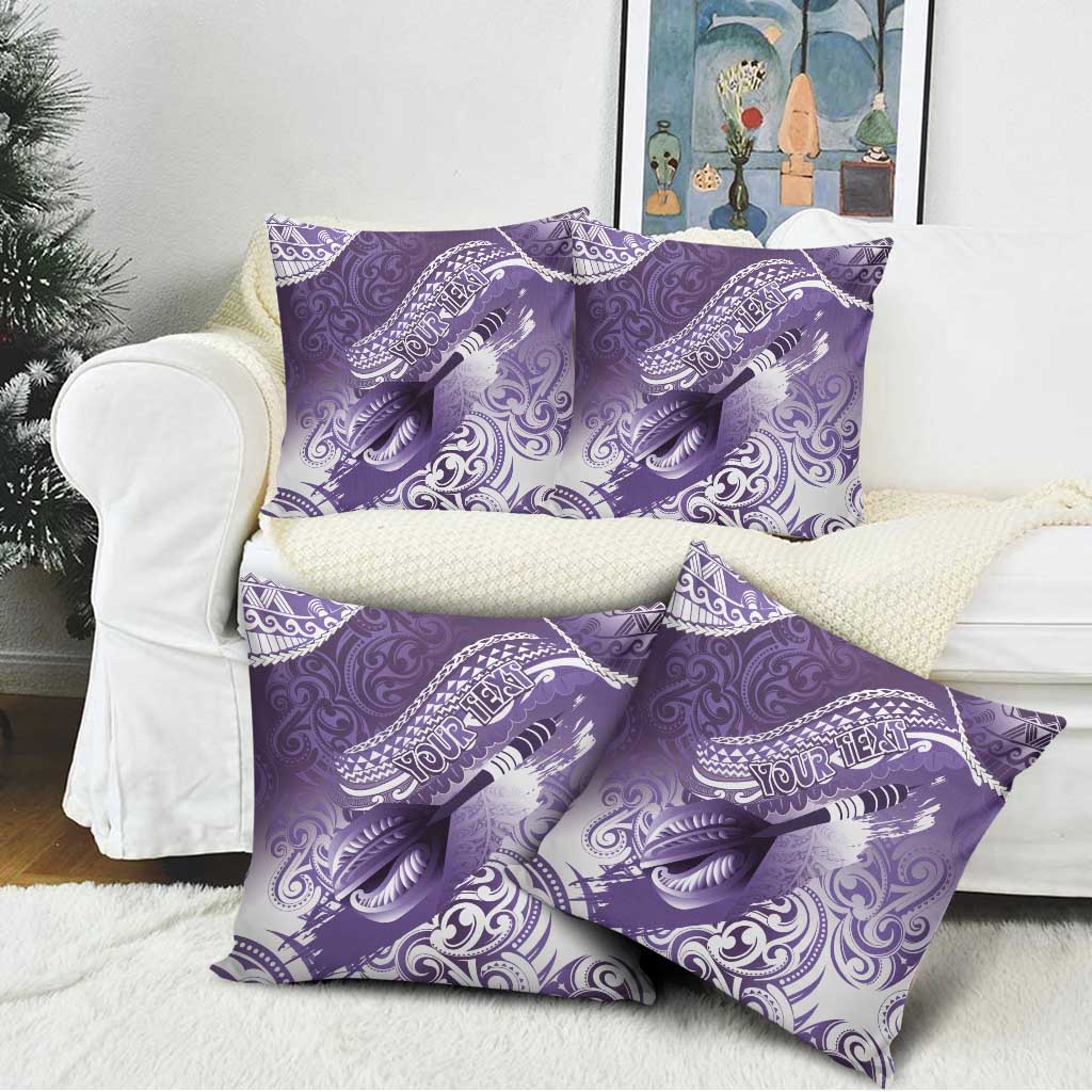 Personalised New Zealand Aotearoa Darts Masters Pillow Cover Maori Art Tattoo with Tribal Dart Symbol Purple - Polynesian Pride
