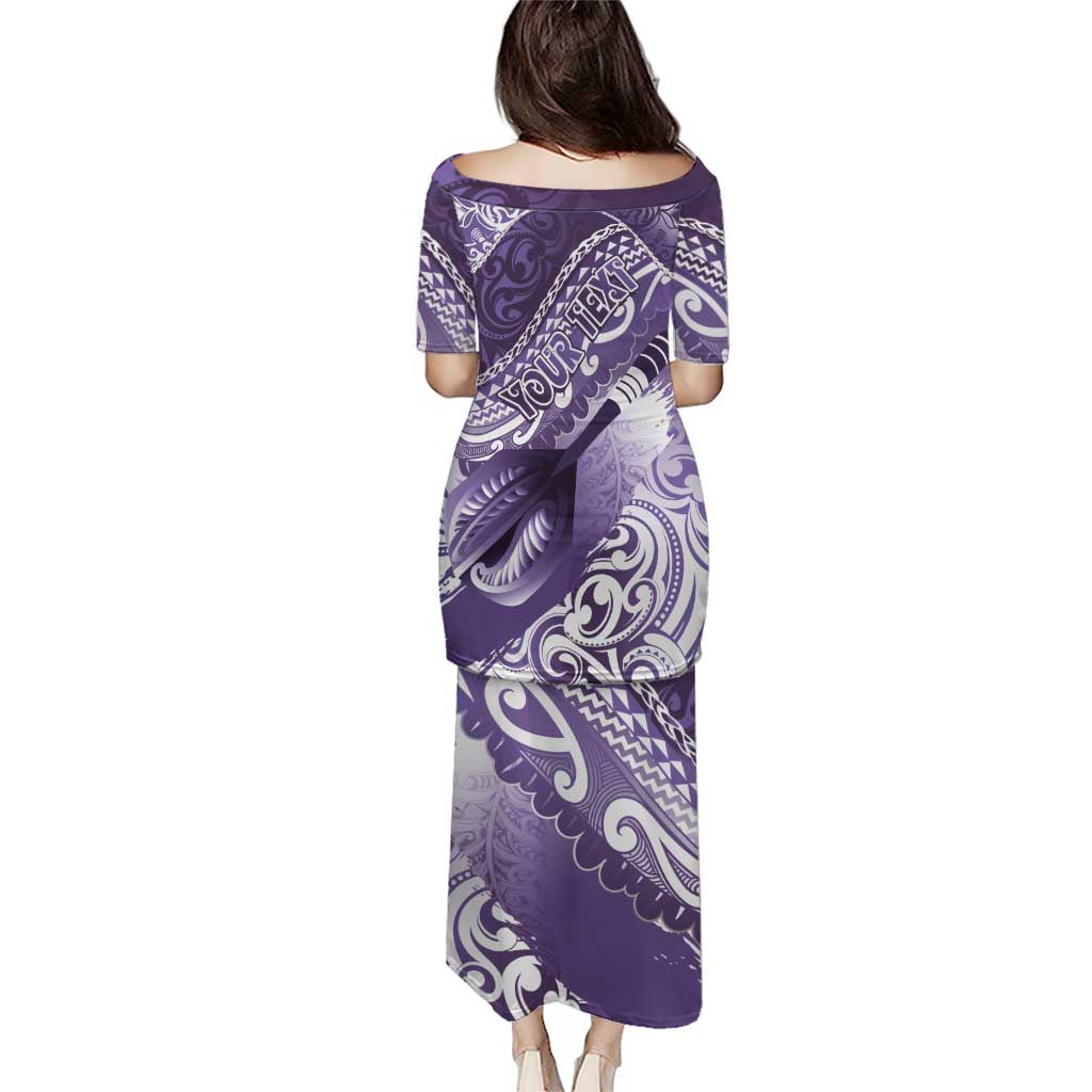 Personalised New Zealand Aotearoa Darts Masters Puletasi Maori Art Tattoo with Tribal Dart Symbol Purple - Polynesian Pride