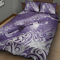 Personalised New Zealand Aotearoa Darts Masters Quilt Bed Set Maori Art Tattoo with Tribal Dart Symbol Purple - Polynesian Pride