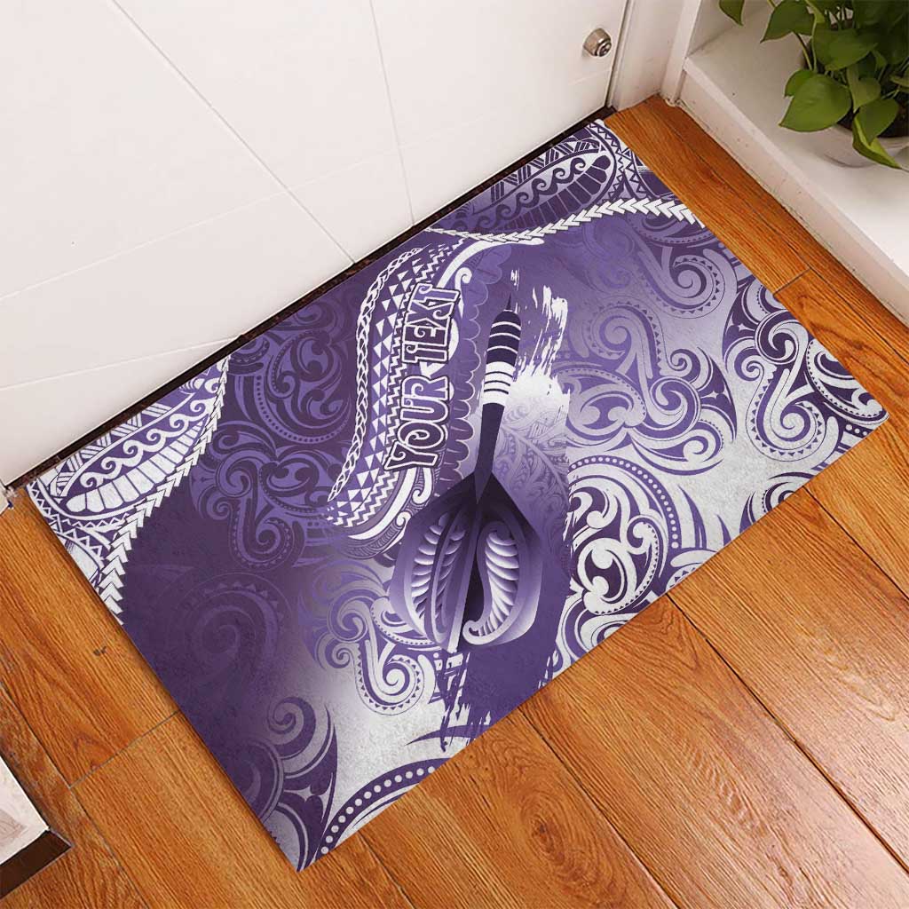 Personalised New Zealand Aotearoa Darts Masters Rubber Doormat Maori Art Tattoo with Tribal Dart Symbol Purple - Polynesian Pride