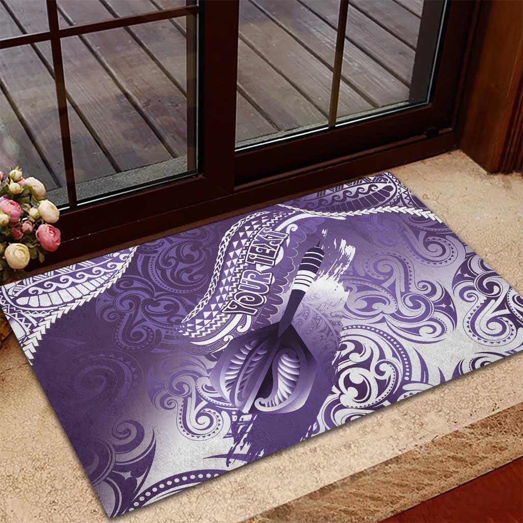 Personalised New Zealand Aotearoa Darts Masters Rubber Doormat Maori Art Tattoo with Tribal Dart Symbol Purple - Polynesian Pride