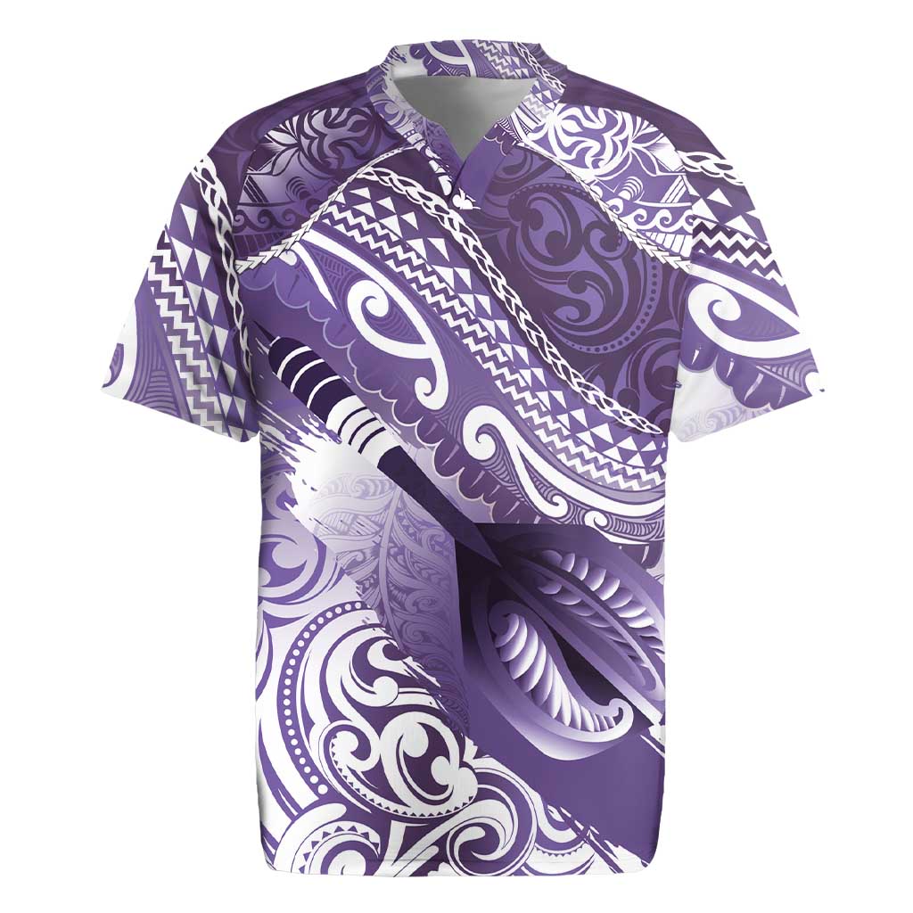 Personalised New Zealand Aotearoa Darts Masters Rugby Jersey Maori Art Tattoo with Tribal Dart Symbol Purple - Polynesian Pride