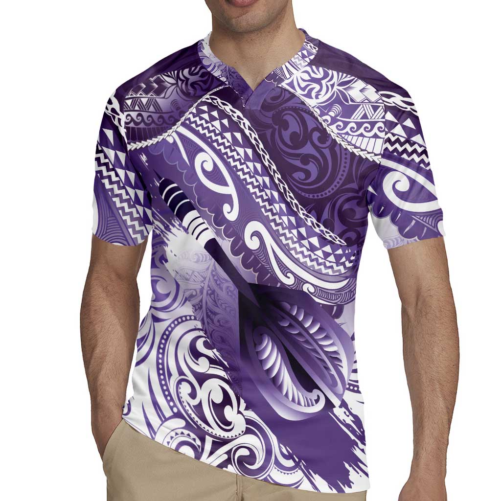 Personalised New Zealand Aotearoa Darts Masters Rugby Jersey Maori Art Tattoo with Tribal Dart Symbol Purple - Polynesian Pride