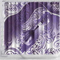 Personalised New Zealand Aotearoa Darts Masters Shower Curtain Maori Art Tattoo with Tribal Dart Symbol Purple - Polynesian Pride