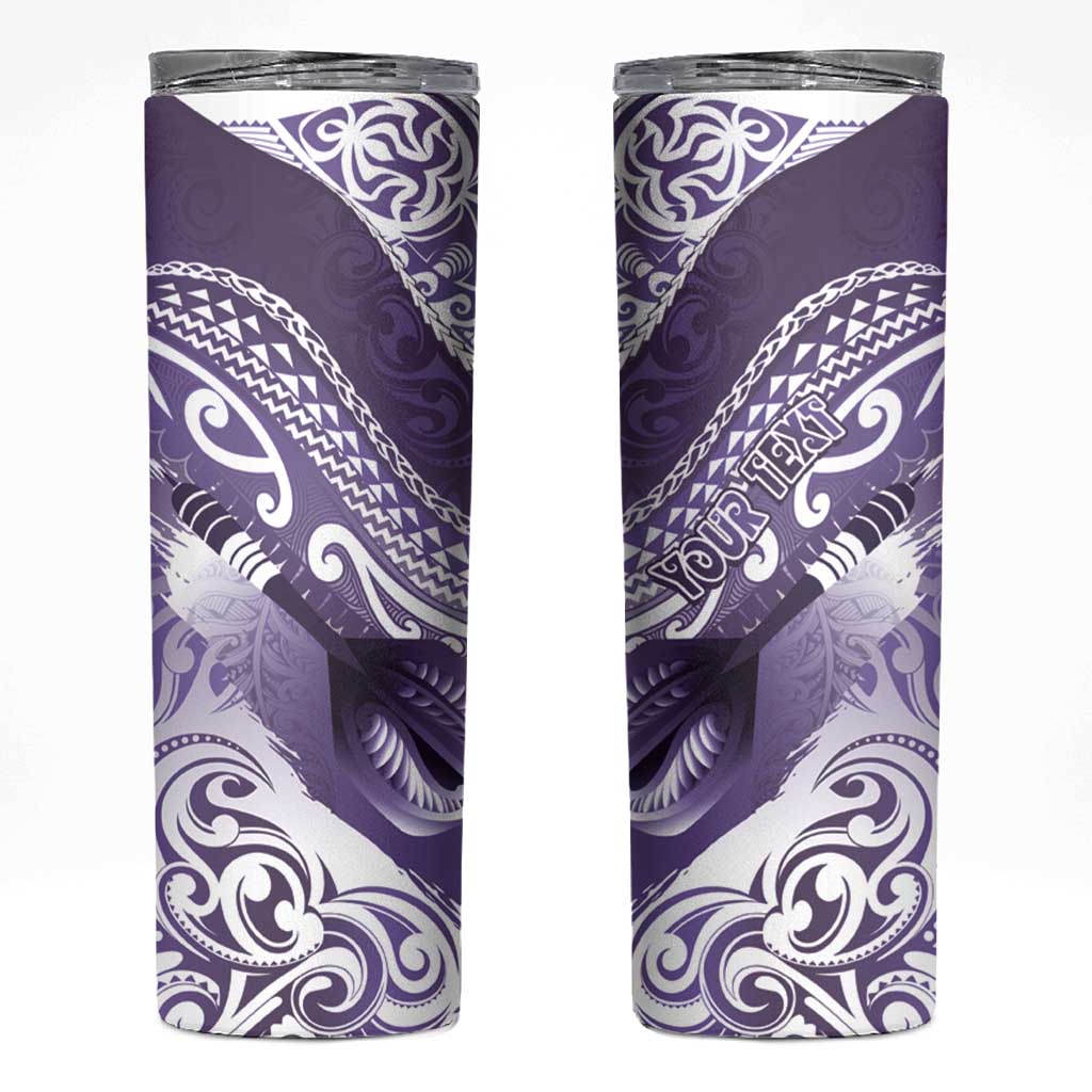 Personalised New Zealand Aotearoa Darts Masters Skinny Tumbler Maori Art Tattoo with Tribal Dart Symbol Purple - Polynesian Pride