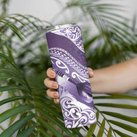 Personalised New Zealand Aotearoa Darts Masters Skinny Tumbler Maori Art Tattoo with Tribal Dart Symbol Purple - Polynesian Pride