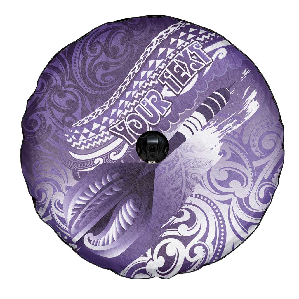Personalised New Zealand Aotearoa Darts Masters Spare Tire Cover Maori Art Tattoo with Tribal Dart Symbol Purple - Polynesian Pride