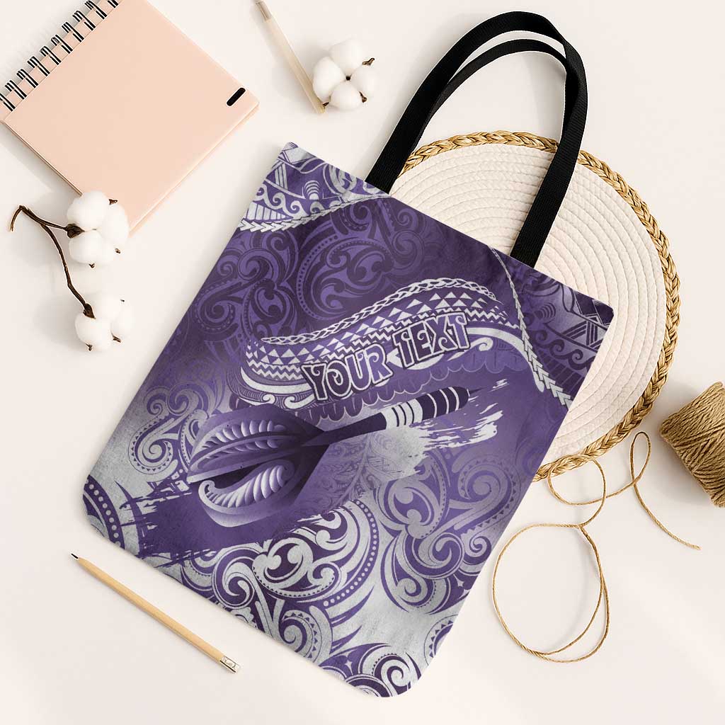 Personalised New Zealand Aotearoa Darts Masters Tote Bag Maori Art Tattoo with Tribal Dart Symbol Purple - Polynesian Pride