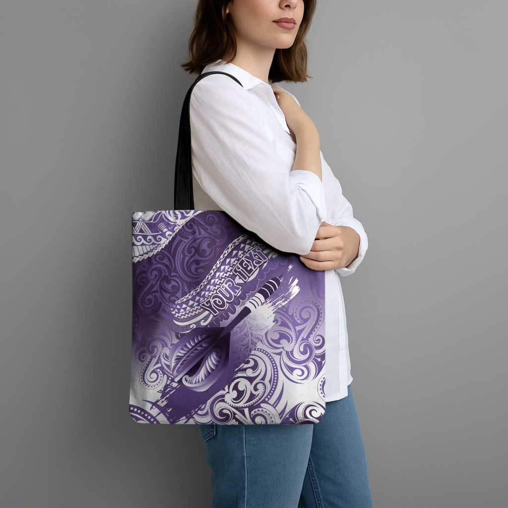 Personalised New Zealand Aotearoa Darts Masters Tote Bag Maori Art Tattoo with Tribal Dart Symbol Purple - Polynesian Pride