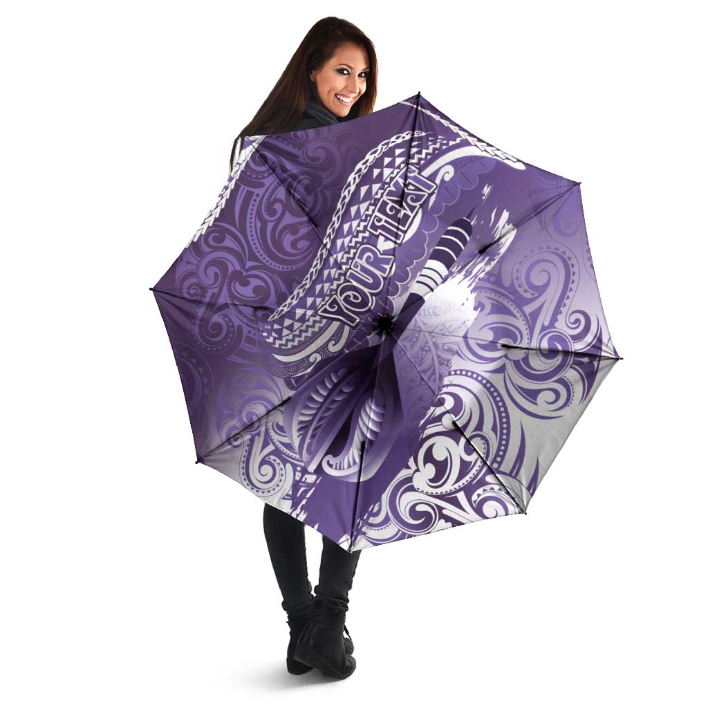 Personalised New Zealand Aotearoa Darts Masters Umbrella Maori Art Tattoo with Tribal Dart Symbol Purple - Polynesian Pride