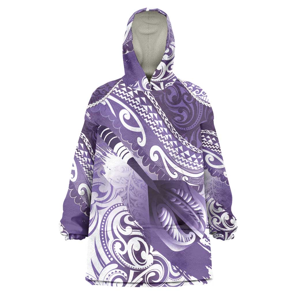 Personalised New Zealand Aotearoa Darts Masters Wearable Blanket Hoodie Maori Art Tattoo with Tribal Dart Symbol Purple - Polynesian Pride