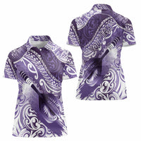 Personalised New Zealand Aotearoa Darts Masters Women Polo Shirt Maori Art Tattoo with Tribal Dart Symbol Purple - Polynesian Pride