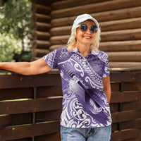 Personalised New Zealand Aotearoa Darts Masters Women Polo Shirt Maori Art Tattoo with Tribal Dart Symbol Purple - Polynesian Pride