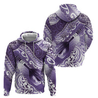 Personalised New Zealand Aotearoa Darts Masters Zip Hoodie Maori Art Tattoo with Tribal Dart Symbol Purple - Polynesian Pride