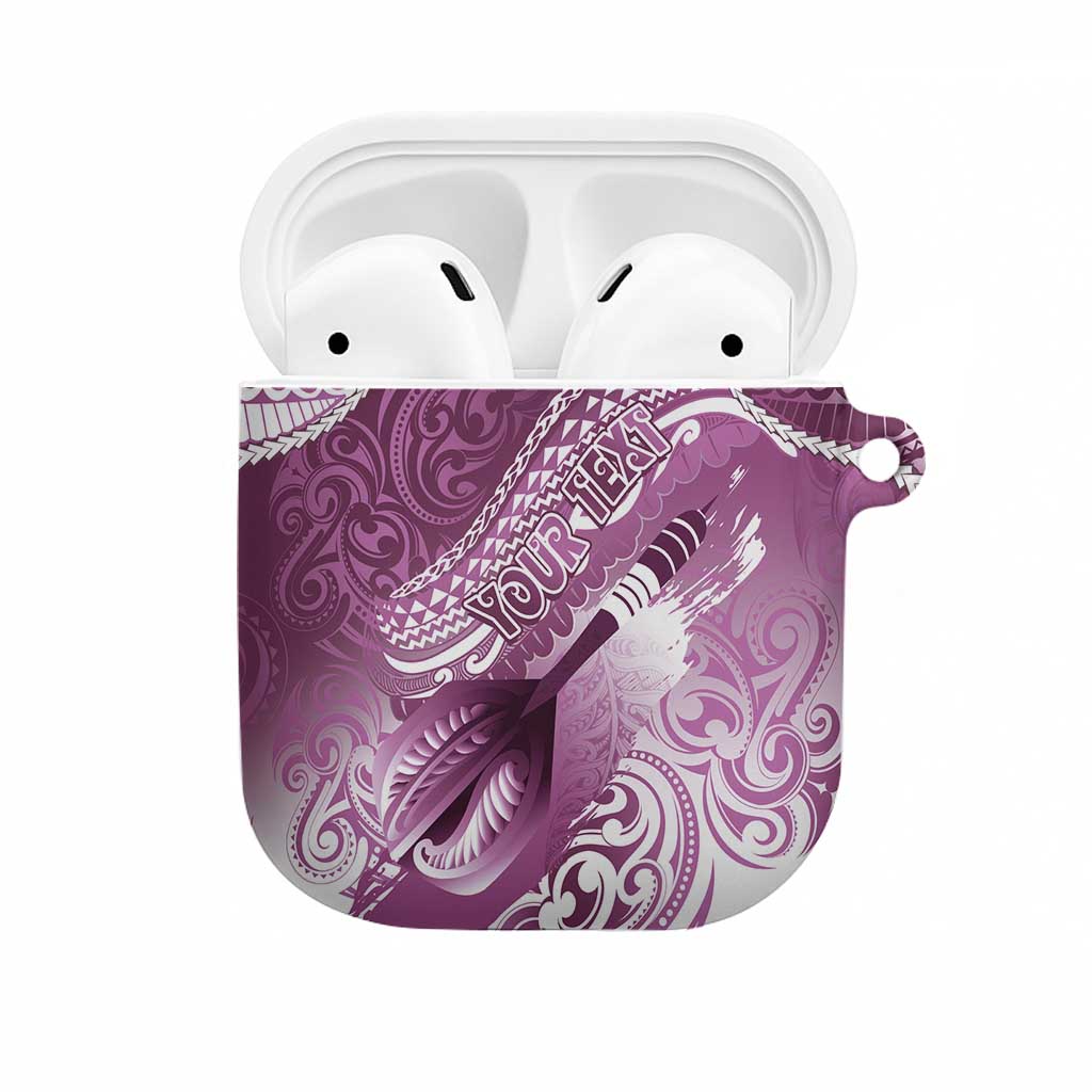 Personalised New Zealand Aotearoa Darts Masters AirPods Case Maori Art Tattoo with Tribal Dart Symbol Pink - Polynesian Pride