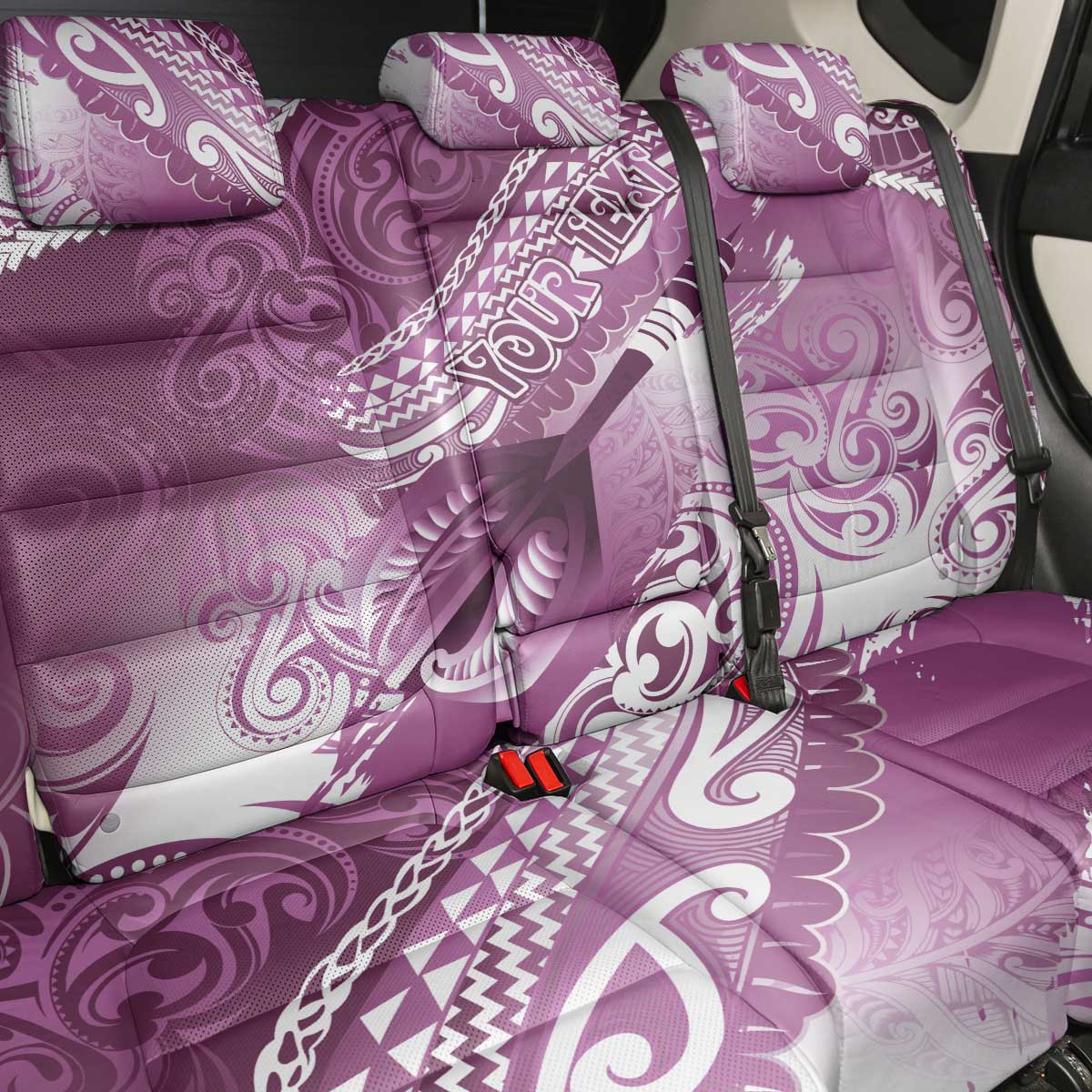 Personalised New Zealand Aotearoa Darts Masters Back Car Seat Cover Maori Art Tattoo with Tribal Dart Symbol Pink - Polynesian Pride