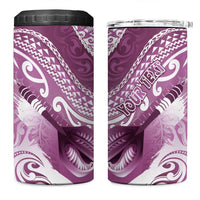 Personalised New Zealand Aotearoa Darts Masters 4 in 1 Can Cooler Tumbler Maori Art Tattoo with Tribal Dart Symbol Pink - Polynesian Pride